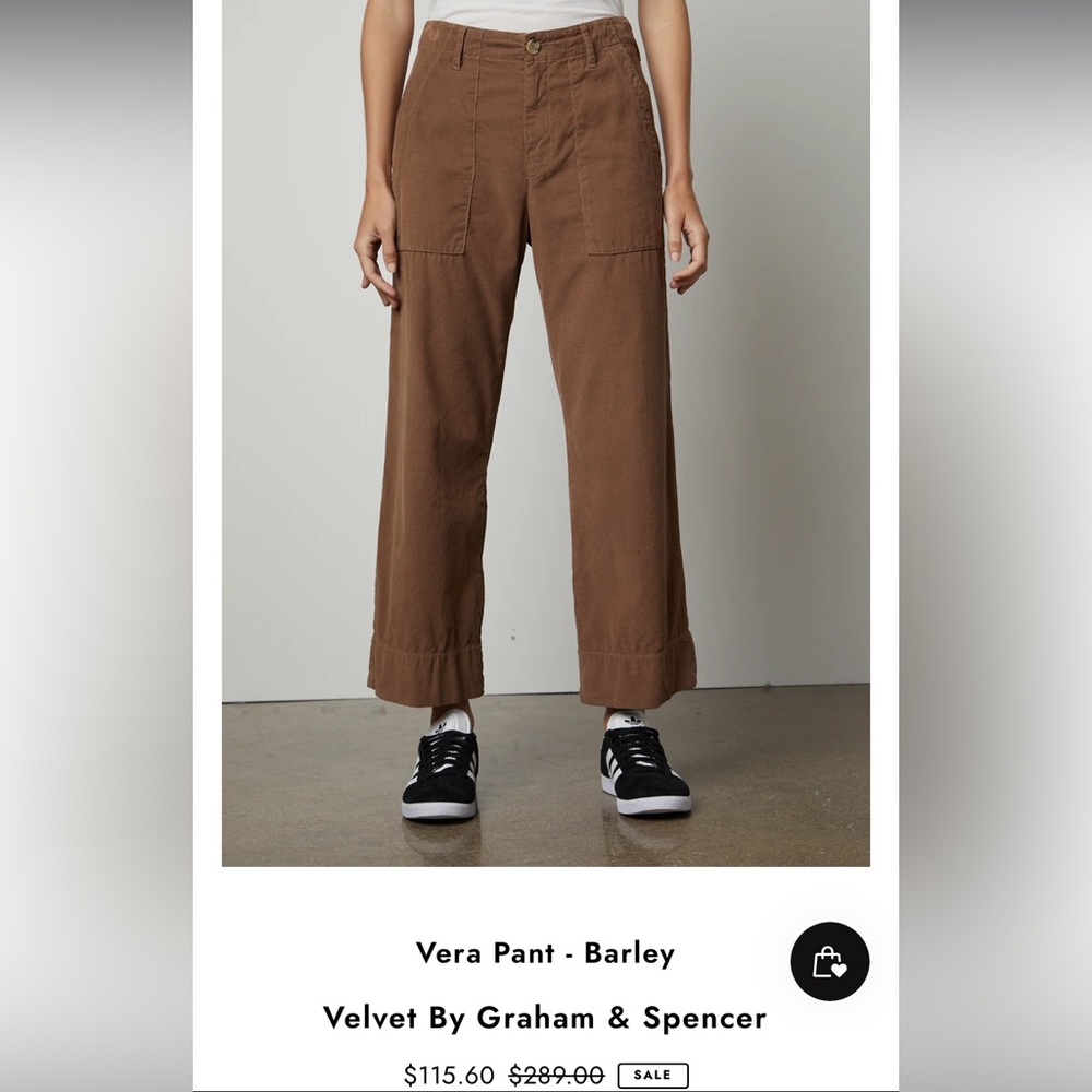 Velvet Women's Brown Cropped Wide Leg Corduroy Pants Size 10